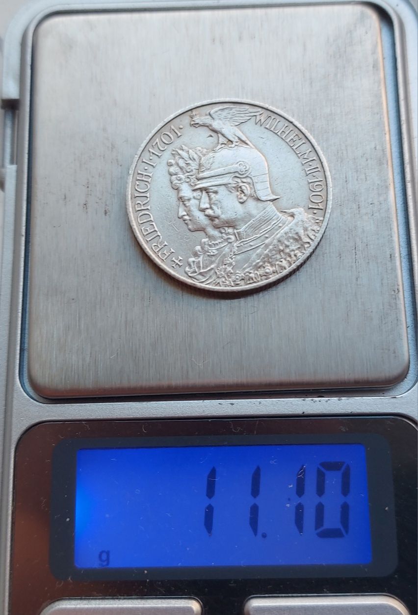 Германская империя 2 марки 1901 г.
200 лет Пруссии серебро