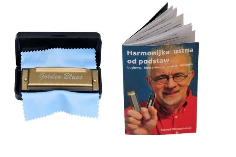 Harmonijka ustna diatoniczna Golden Blues ''G'' + książka samouczek