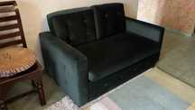 Kanapa rozkładana sofa. Black red white. Pojemnik na pościel 120.