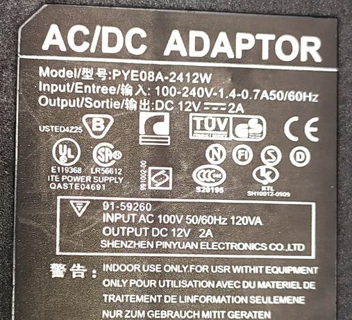 Adaptor AC/DC 12V --- 2A. Блок питание.