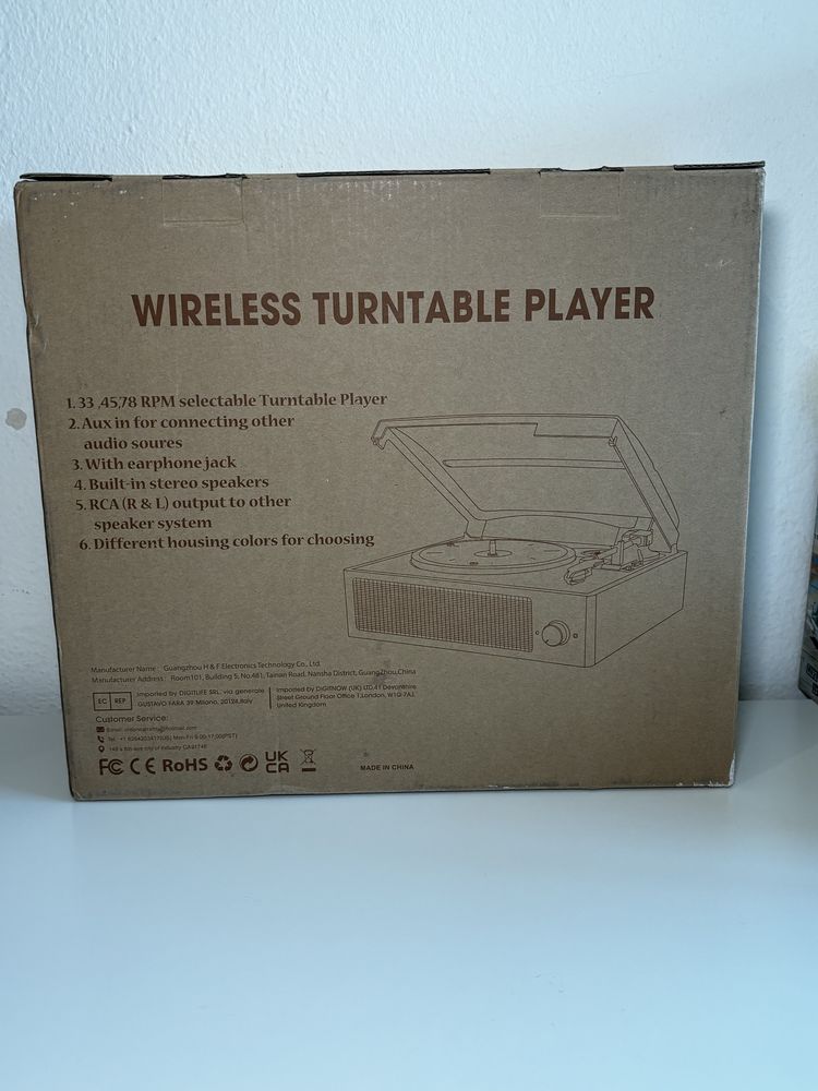 Gira discos com bluetooth 3 velocidades