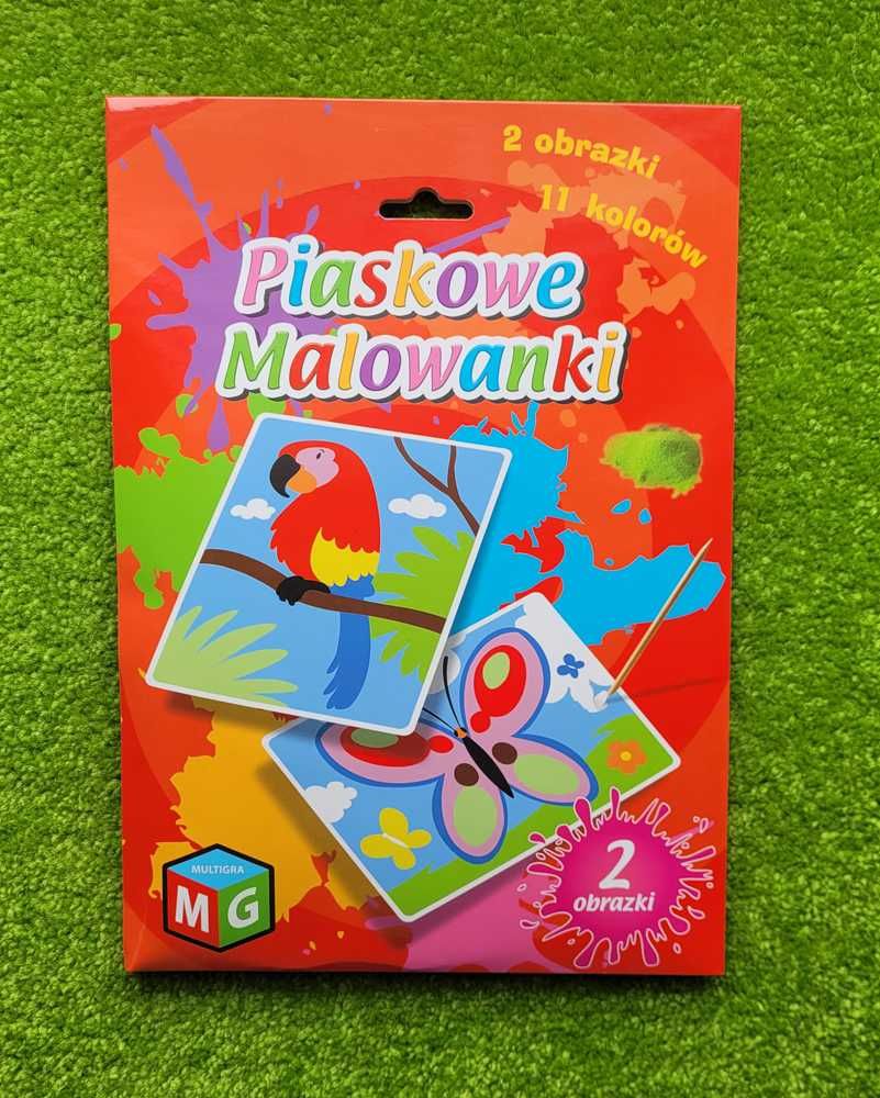 Piaskowe malowanki papuga i motyl obrazki piasek