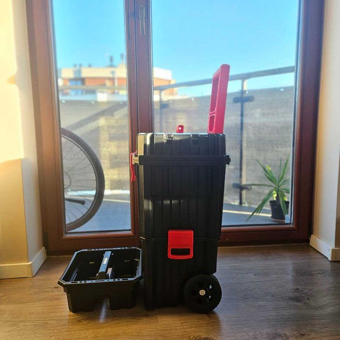 XXL Nowa Mocna Skrzynka Narzędziowa Na Kółkach Budowa+GRATIS Organizer