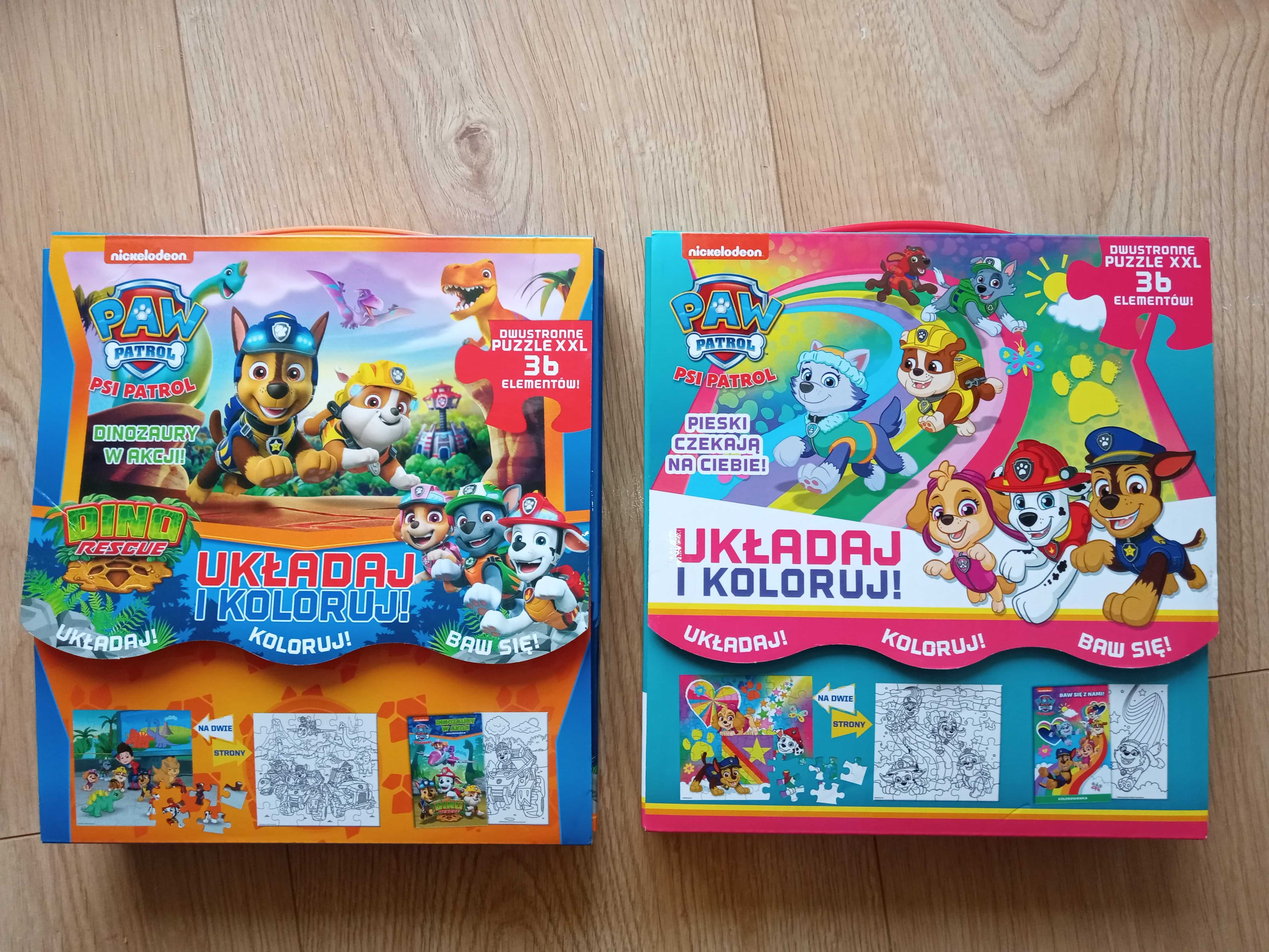 2 x Puzzle Układaj i koloruj psi patrol