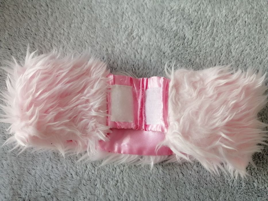 Opaska na zimę futerko pudrowy róż