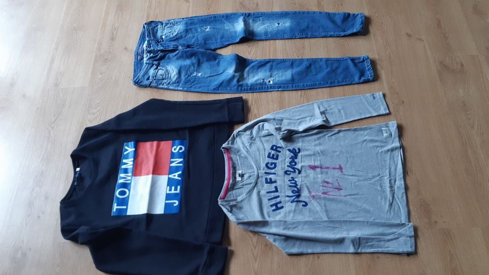 Zestaw ubrań  z firmy TOMMY HILFIGER rozmiar M,  spodnie rozmiar 27