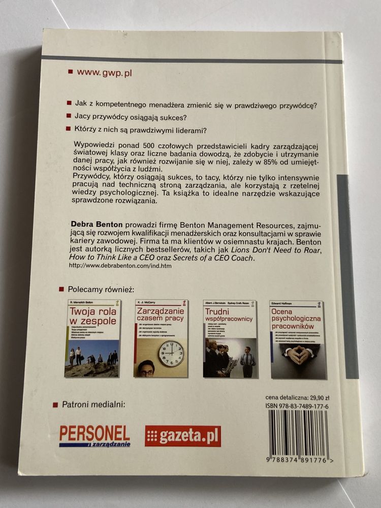 Książka Debra Benton Menadżer z charyzmą GWP