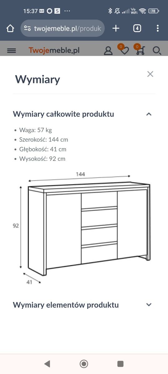 Komoda BRW, kaspian, kolor dąb sonoma.