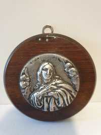 Linda antiga imagem da N.S. da Conceição em prata e pau Santo