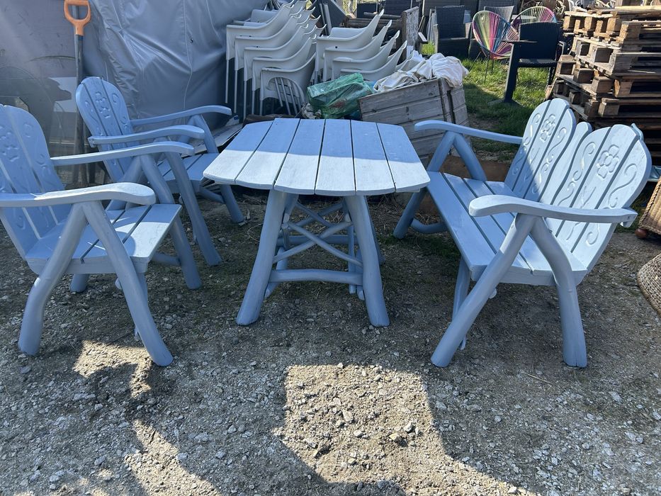 Zestaw komplet debowy z krzywymi nogami