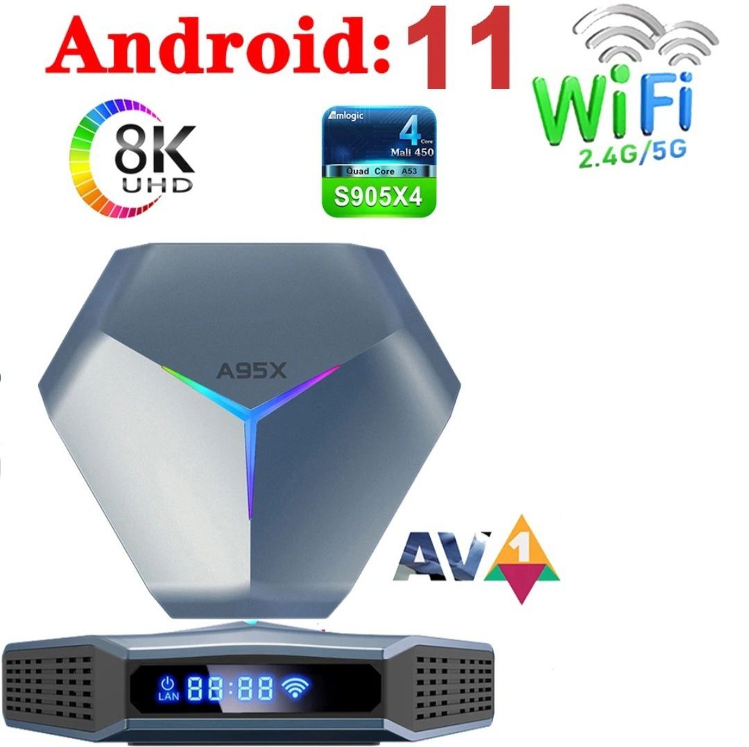 Tv Box Android 11 Smart 4/128 Gb 8K Wifi BT