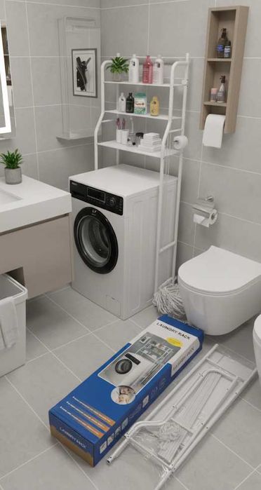 Стеллаж над стиральной машинкой Полка в ванную металическая/ поличка