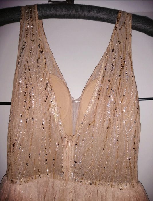 suknia wieczorowa balowa studniówka wesele Golden Rose złota różowa