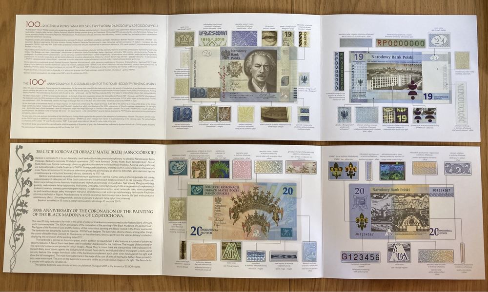 Banknot Koronacja oraz 19 100 lat PWPW Duży unikatowy folder