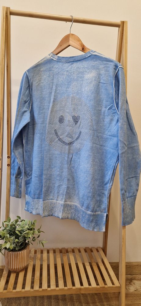 Niebieski sweter Cecil z aplikacją rozm.  XL - 100% bawełna