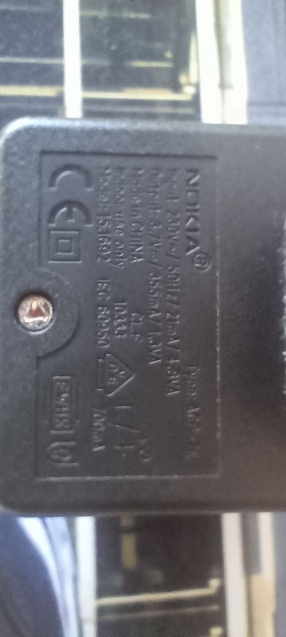 NOKIA 1600 Зарядное устройство   тип ACP 7E , ACP 12=E, модель 15.1692
