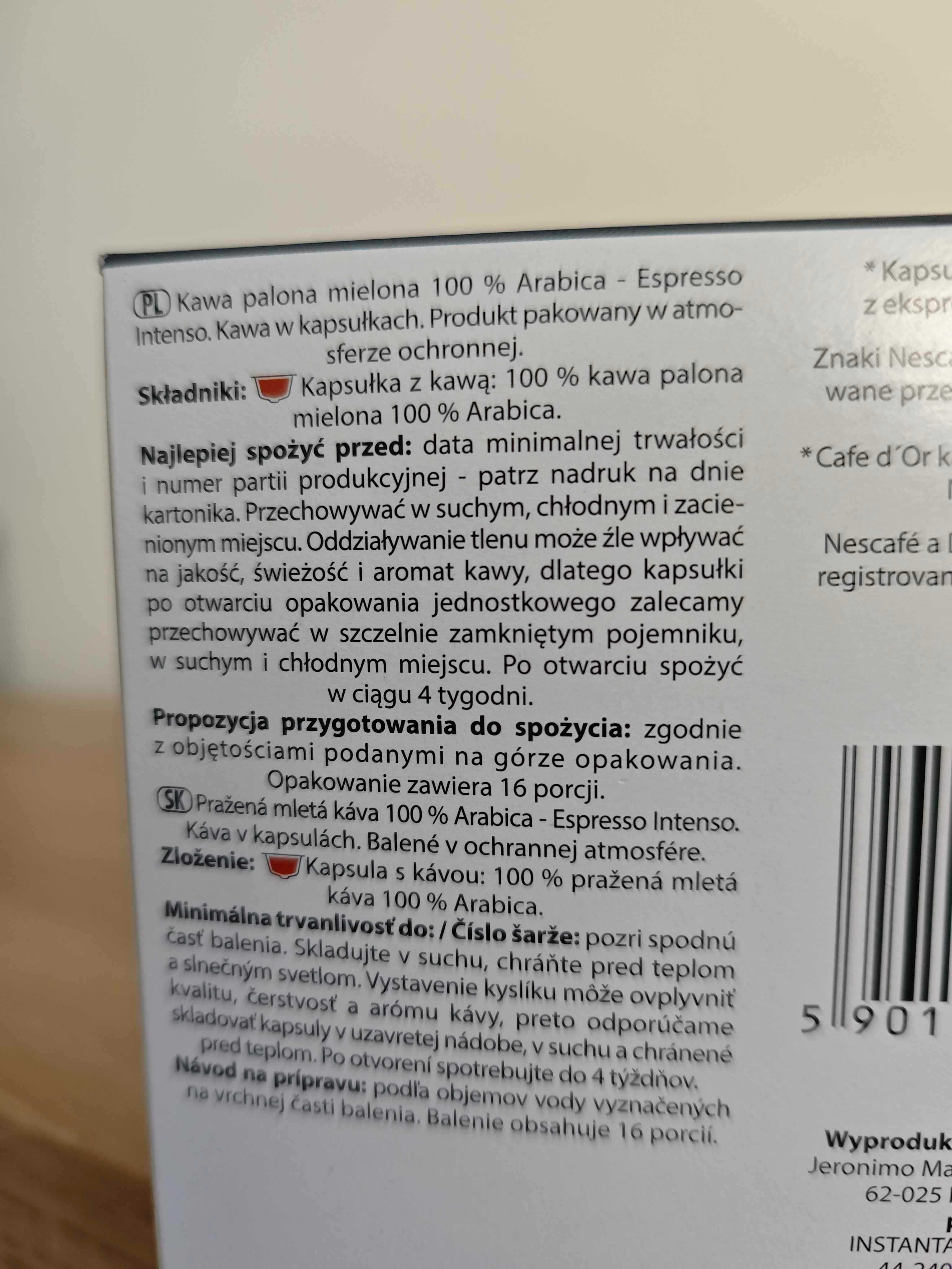 Kapsułki Cafe d'Or Espresso Intenso 16szt