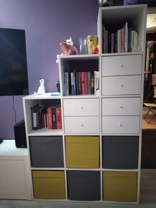 Regał TV oraz schodkowy  IKEA  przerobiony z najwiekszego  KALLAXU 5/5