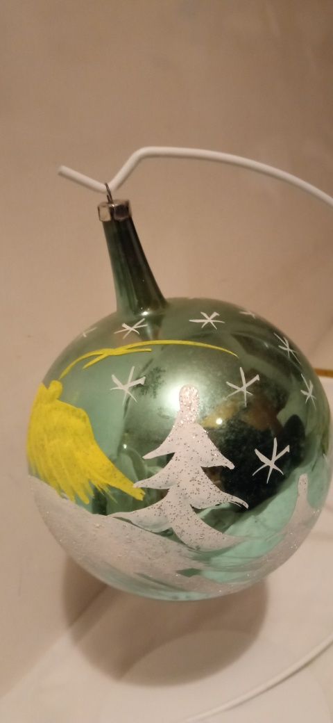 Szklane ręcznie malowane bombki 12 cm PRL