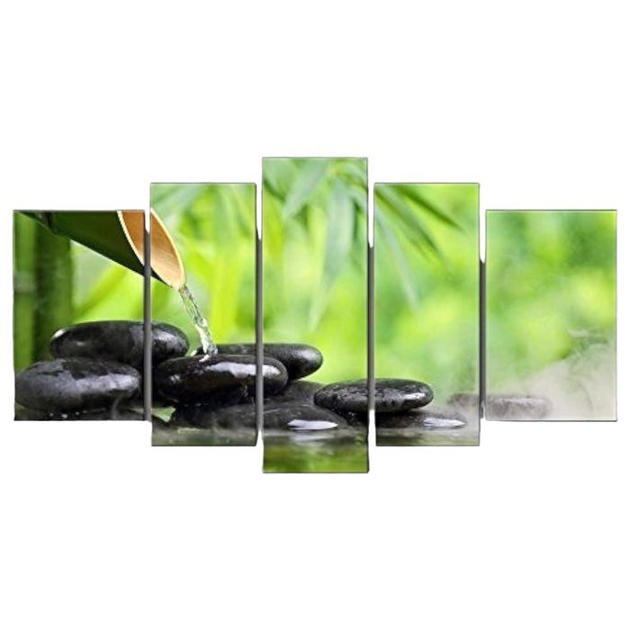 obraz 5-częściowy nadruk kamienie zen spa bambus