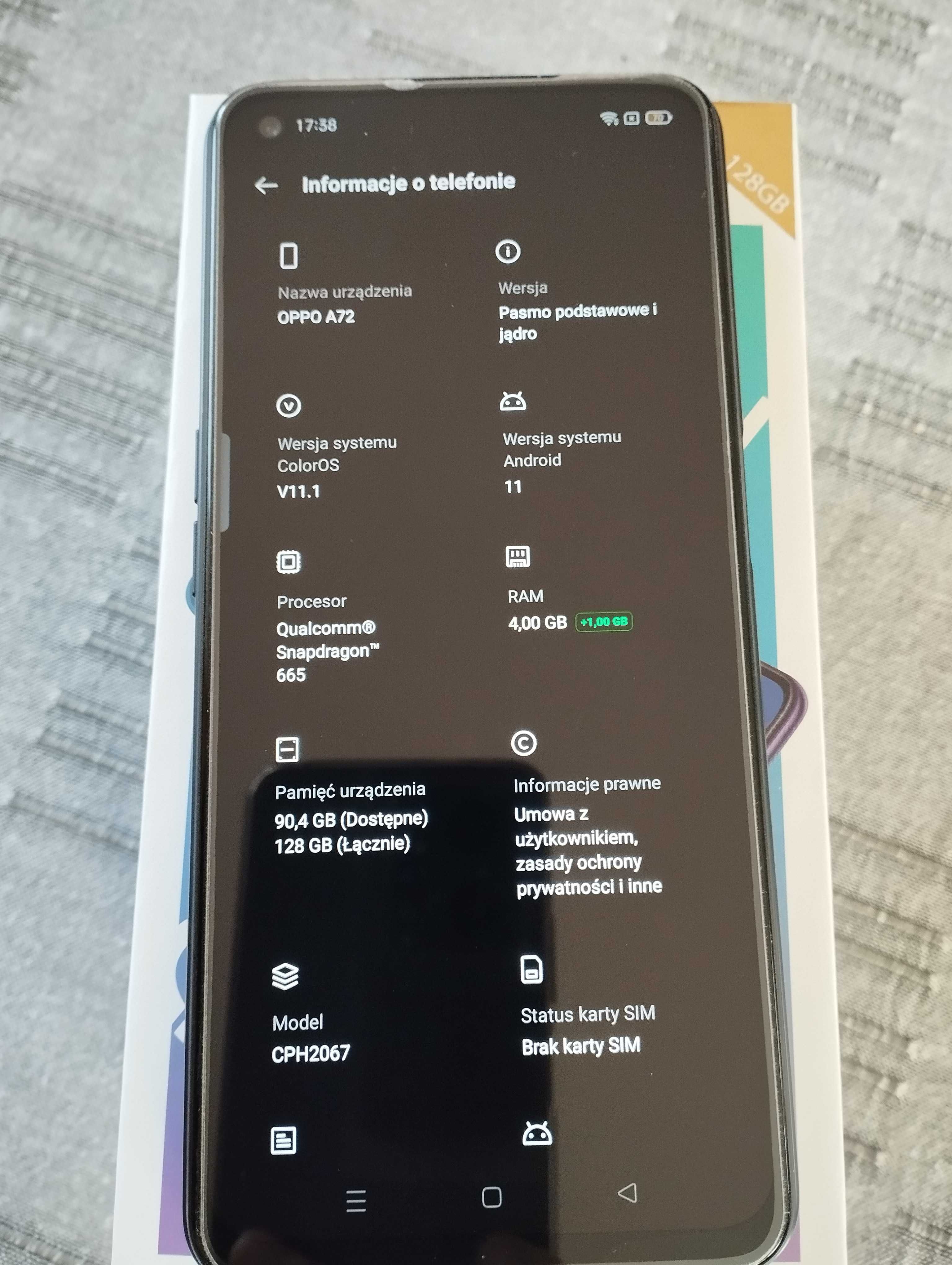 Smartfon Oppo A72 4/128 - idealny stan