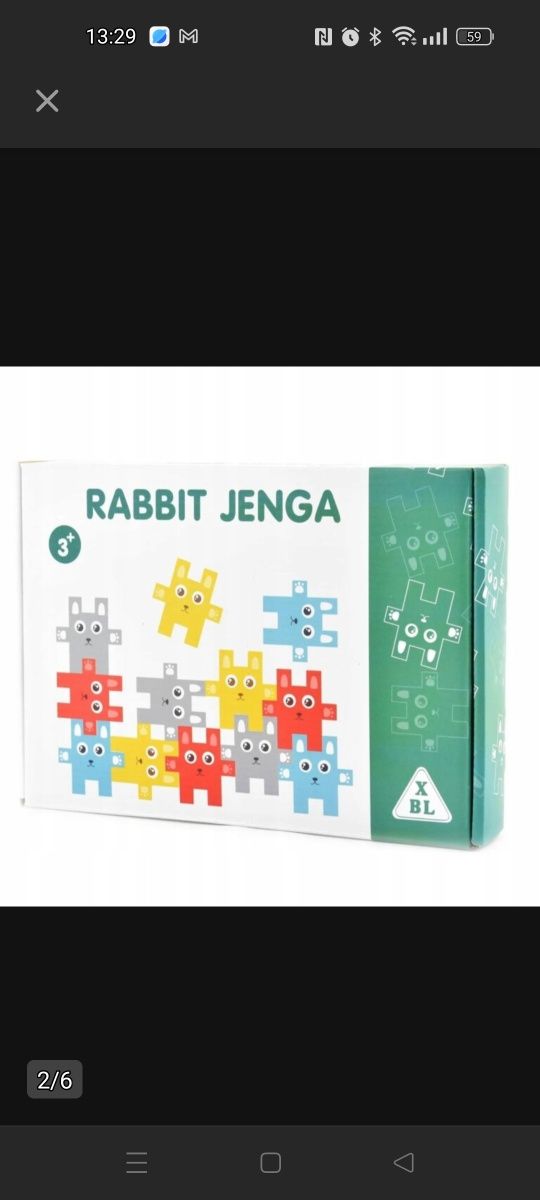 Drewniane klocki w kształcie królika układanka dla dzieci RABBIT JENGA