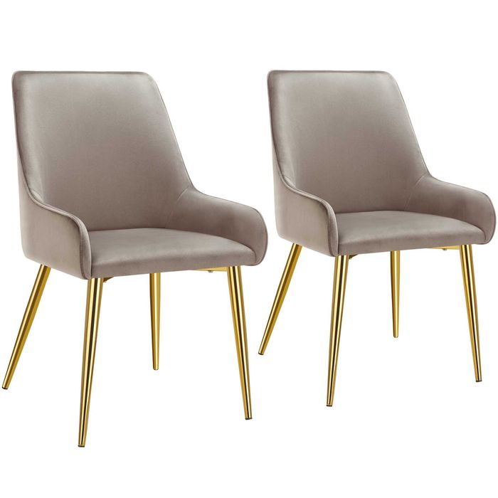 Krzesło tapicerowane Avane taupe lub beżowy zestaw 2 sztuk OUTLET