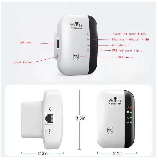 Wzmacniacz sygnału Wi-FI Mocny Repeater Access Point Router 300 Mbs