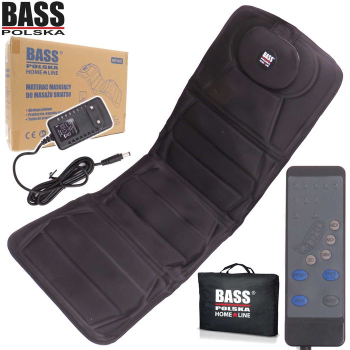 BASS POLSKA Mata Masująca Materac Masażer Shiatsu Pilot Torba BH12825