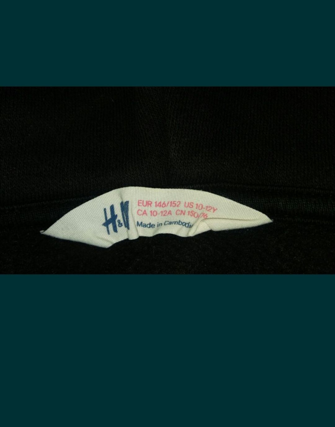 Bluza z kapturem czarna H&M rozm. 146/152 (10-12 lat)