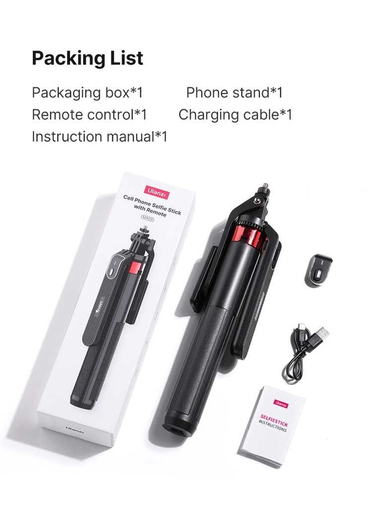 Kijek  180cm SELFIE STICK Statyw Pilot Bluetooth Ulanzi MA09