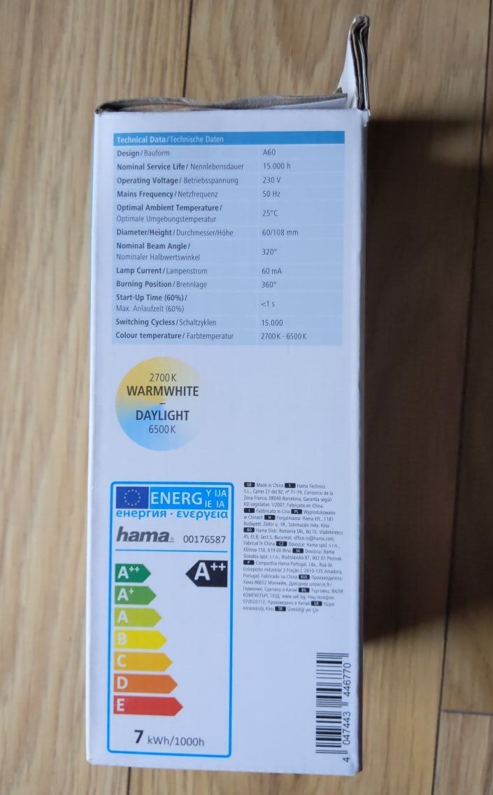 Hama żarówka LED E27, Wi-Fi, filament, 7 W (60W)