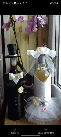 Dekoracja ślubna prezent na ślub dekoracja na wino