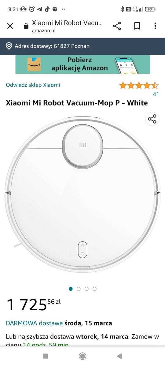 Xiaomi Mi robot vacuum-mop P odkurzacz z funkcją mopowania