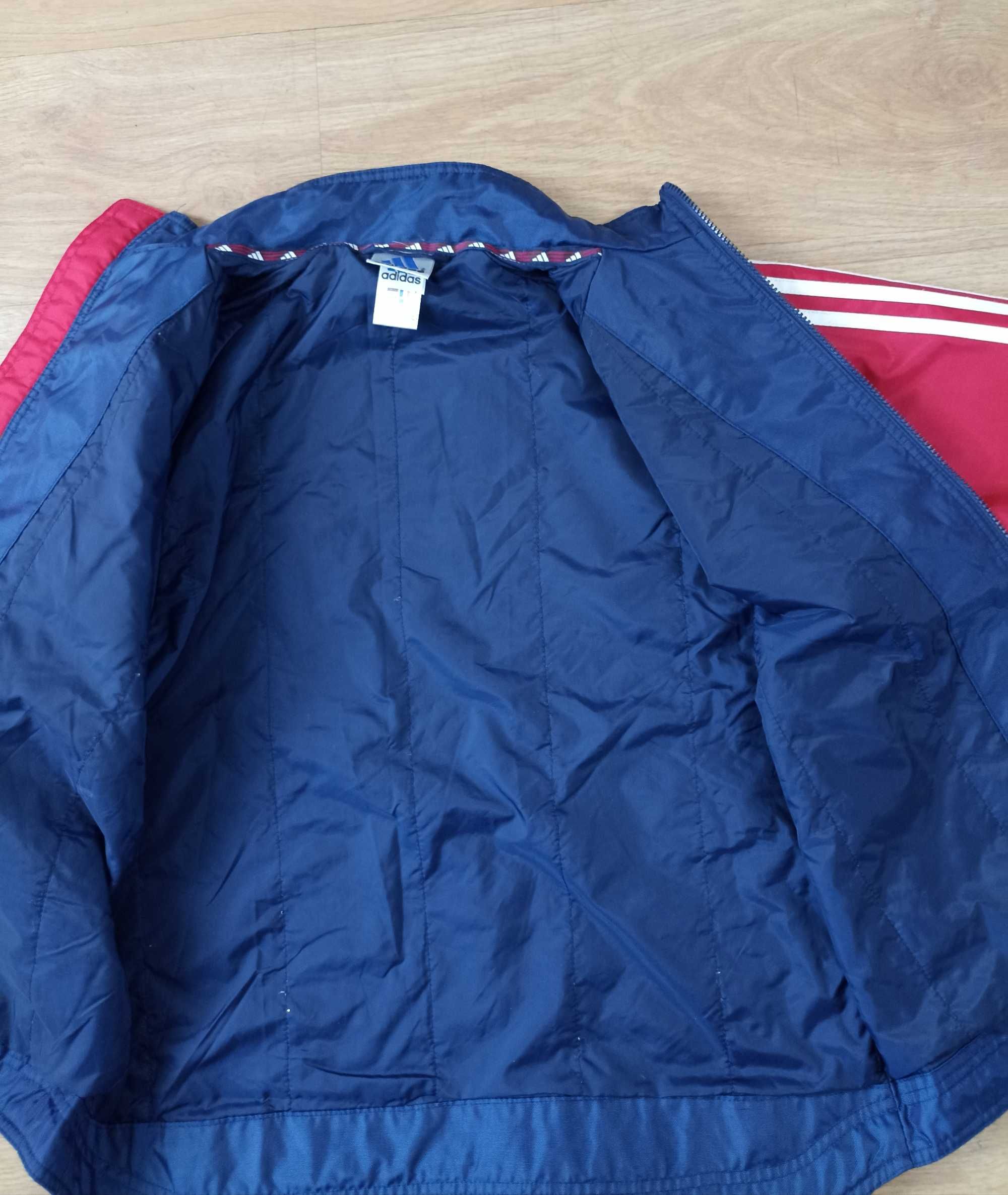 Adidas granatowa kurtka z czerwonymi rękawami 152cm 12lat