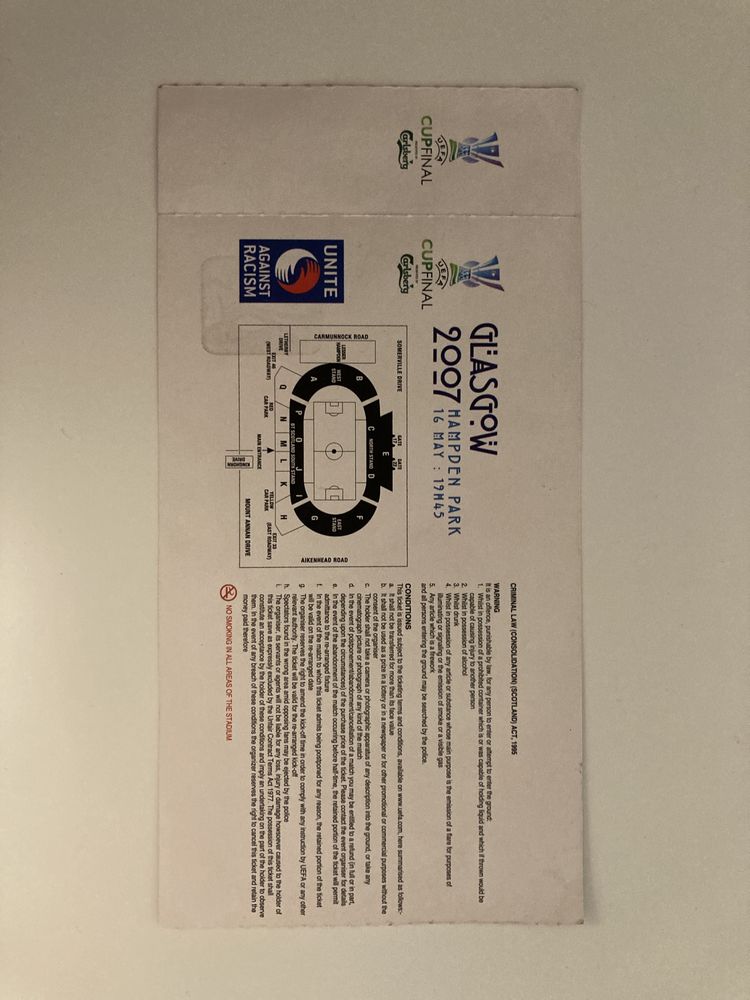 Bilhete Final Taça UEFA