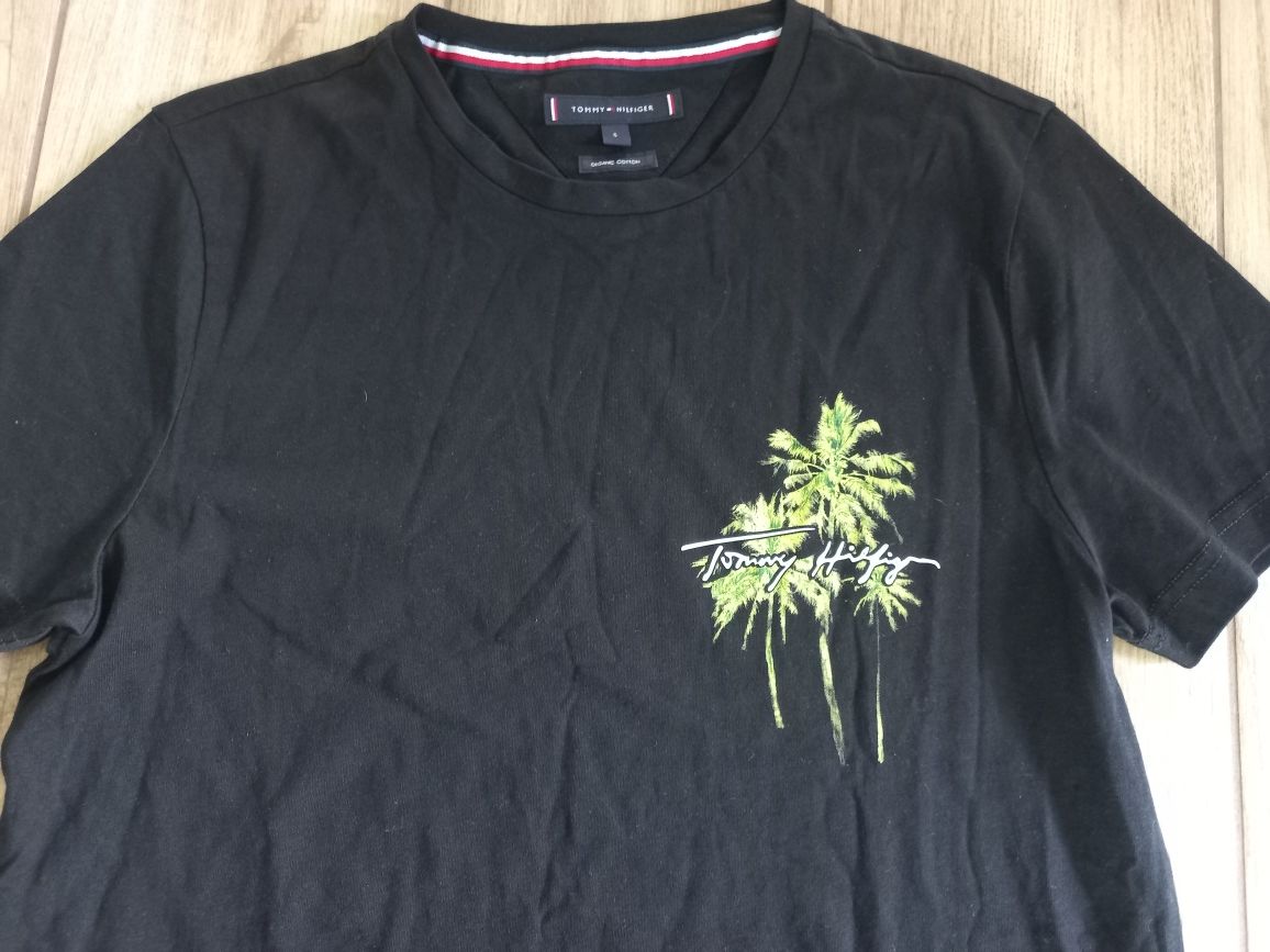 czarna firmowa koszulka -t-shirt -TOMMY HILFIGER-rozmiar-S