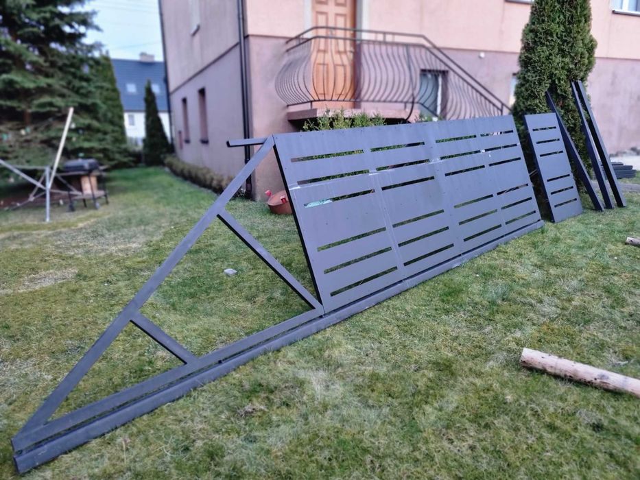 Brama Fasadowa, przesuwna, wjazdowa, 6m, nowa kompletna +FURTKA