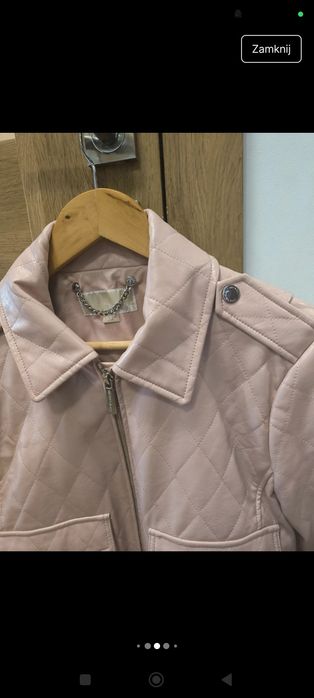 Kurtka pikowana skórzana pudrowy róż Michael Kors