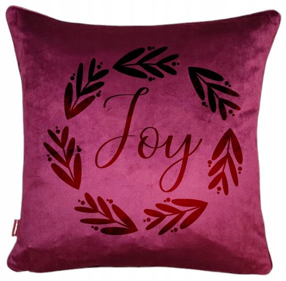 Poszewka welurowa poduszka 40x40 ozdobny nadruk Joy