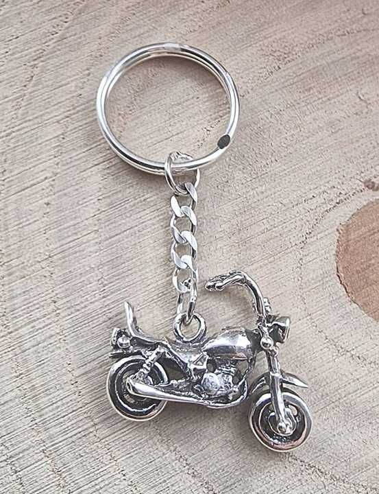 Srebrny brelok dla motocyklisty chopper motor na prezent NOWY