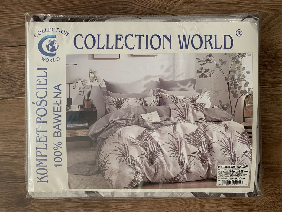 Nowa pościel bawełniana 200x220 z prześcieradłem Collection World 4cz