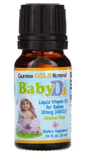 Витамин D3 для детей California Gold Nutrition 10 мкг (400 МЕ), 10 мл