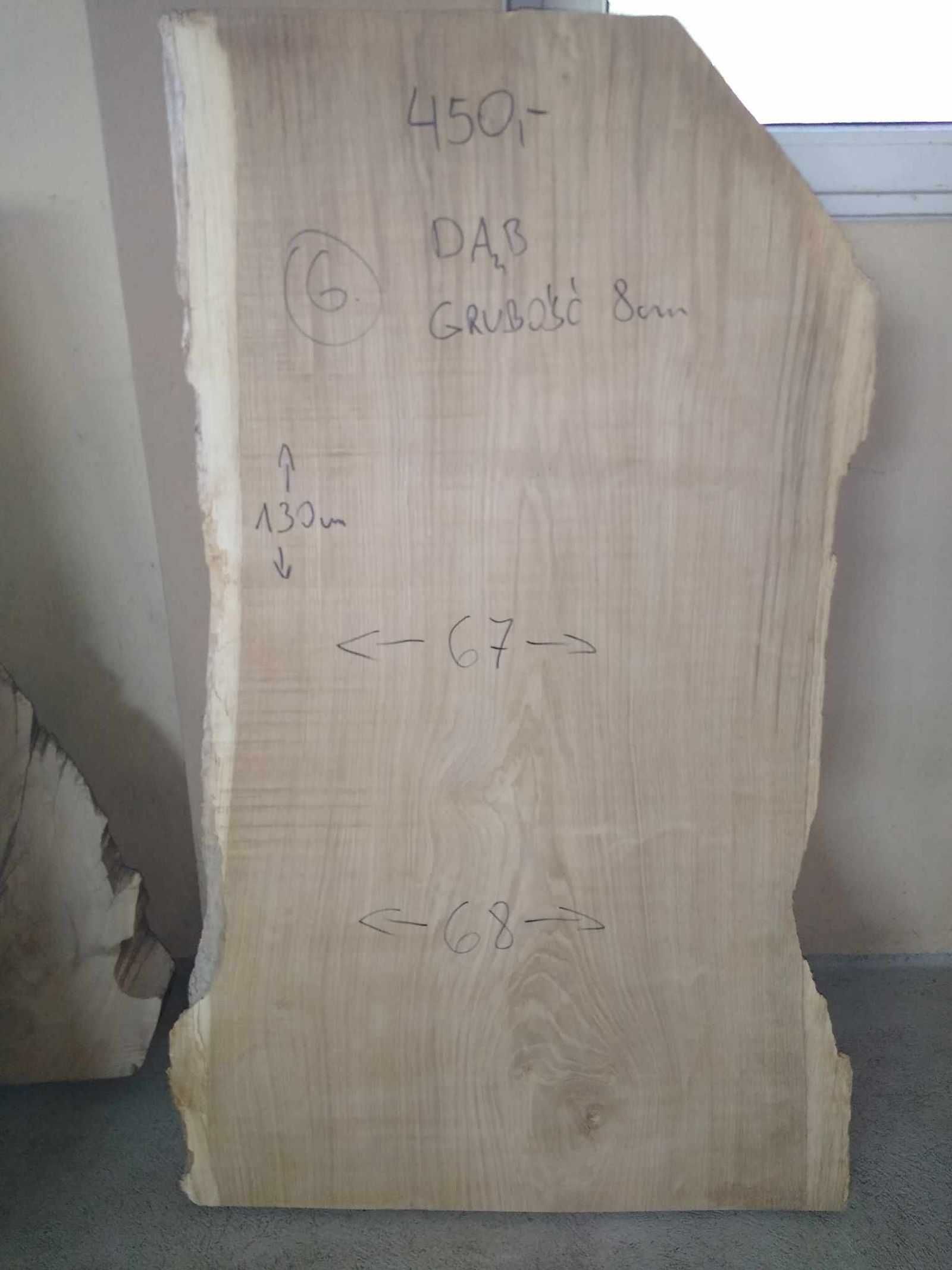 Blat dębowy na stół, blat do kuchni szeroka deska grubość 8 cm drewno