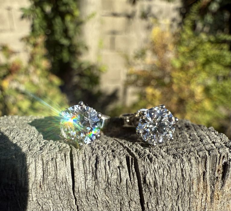 Пусети з діамантами 1+1 карат