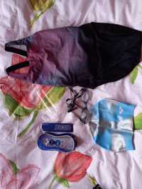 Kobiecy zestaw na pływalnie: okulary, czepek, kostium rozm. 36 +GRATIS