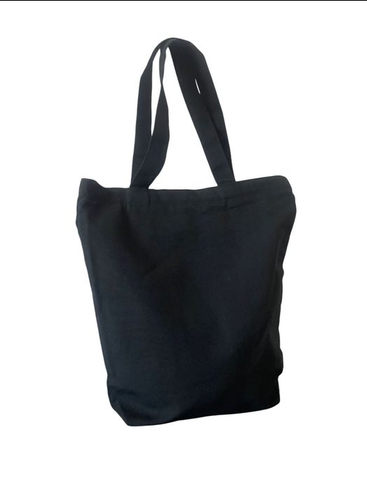 Torba shopper bawełniana czarna z zamkiem – eko torba na zakupy