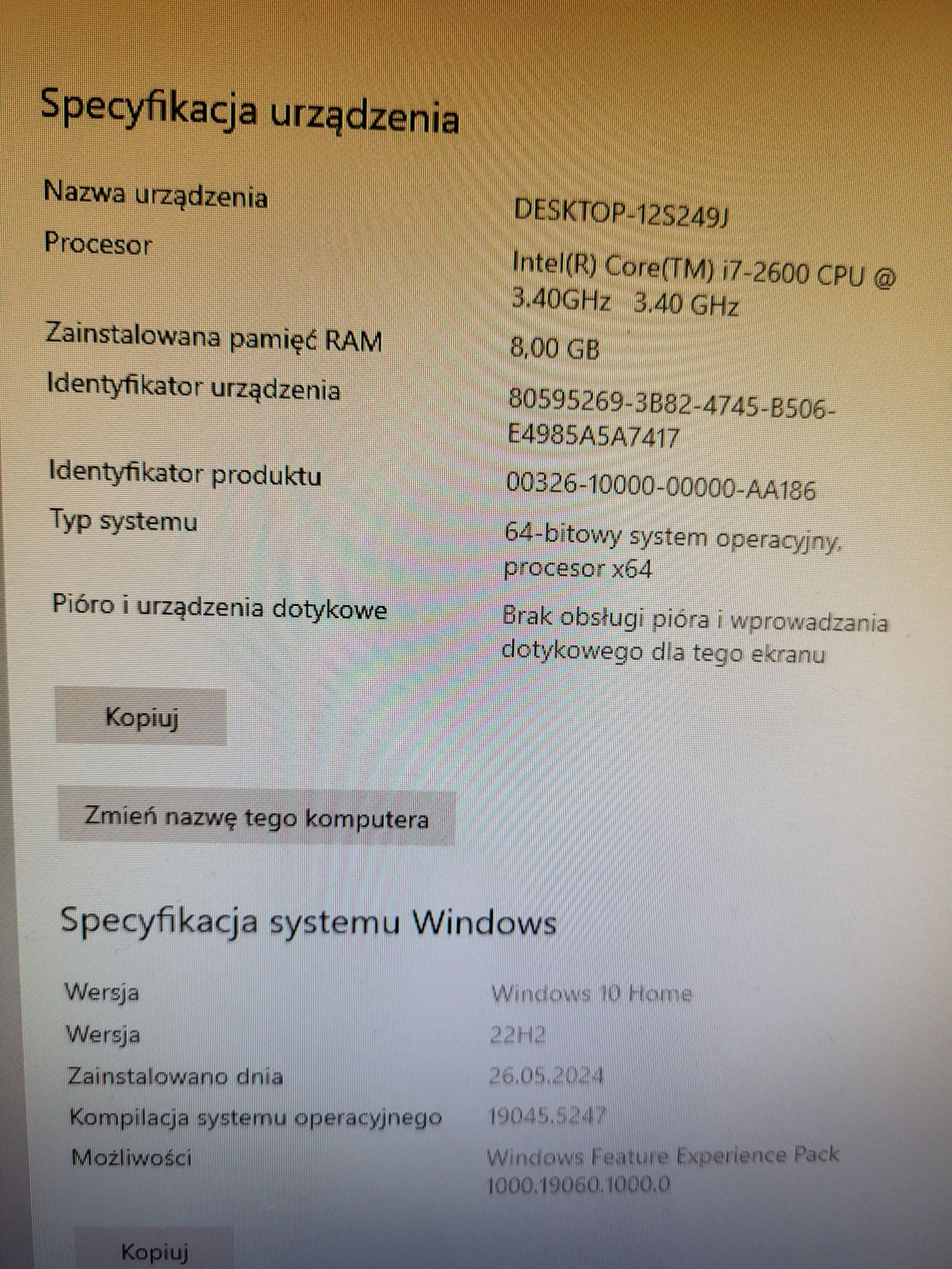 Komputer Intel I7 grafika GTX 1050