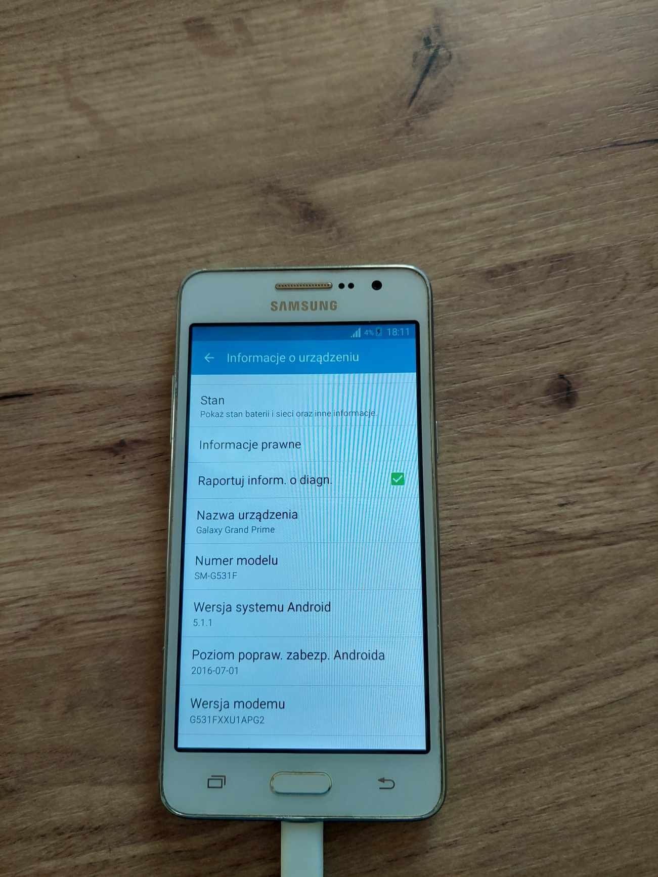 Smartfon Samsung Galaxy Grand Prime 1 GB / 8 GB 4G (LTE) biały