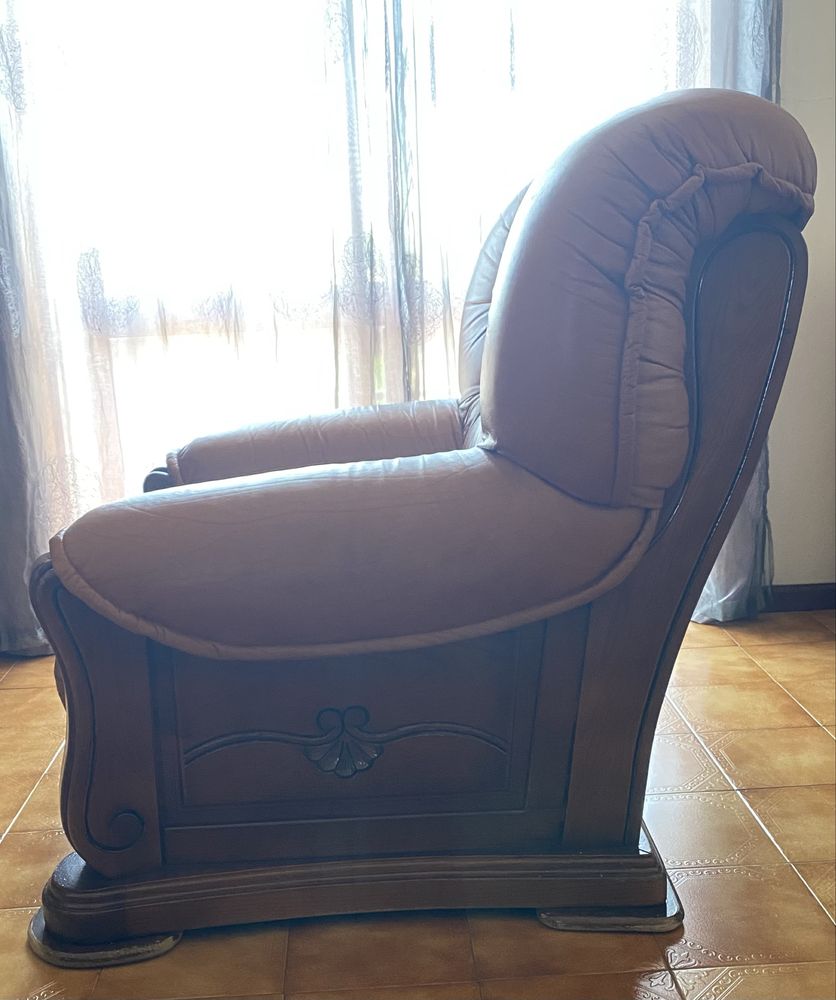 Conjunto 3 Sofás Vintage Pele